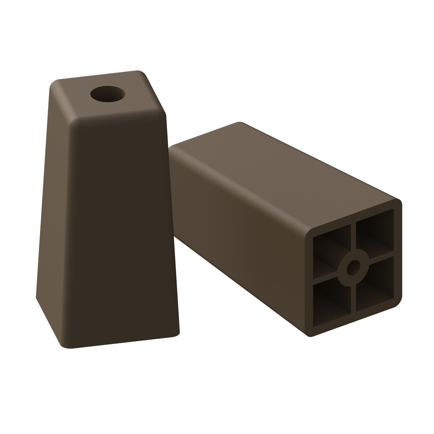 Bumpers for <b> tables, sofas and all kinds of wooden furniture </b>. They are made of polypropylene (PP) in brown and can be made in other RAL colors upon special request.
<br>
Incorporating our reference <b> 02500200098 (AKCAI) </b> at the base of the stop, it <b> improves the wear </b> produced by friction with the ground (see suggestion link).