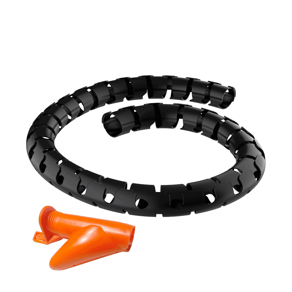 <p>Our <b>EBA sleeve</b> is designed for <b>bundling and protecting cables</b> in electrical and mechanical installations, both <b>fixed</b> and with <b>continuous movement</b>. Its flexible design allows it to <b>bend in any direction</b>, <b>extract cables at any point</b> and <b>be easily reused</b>.</p>

<p>· <b>Material:</b> <b>Polypropylene</b><br>
· <b>Available colours:</b> Black, white, light grey, silver and orange<br>
· <b>Operating temperature:</b> -30 °C to +85 °C (peaks up to +90 °C)<br>
· <b>Flammability:</b> Self-extinguishing UL94-HB<br>
· <b>Halogen-free</b></p>

<p>The <b>orange</b> version is specially designed for applications in the <b>electric mobility</b> sector. High resistance to most solvents and chemical agents. Resistant to greases, mineral oils and petrol.</p>

<p>Each format includes a <b>specific tool</b> made of polypropylene to facilitate cable insertion. For further details, visit our <a href='https://www.isc-sl.com/tool-for-protective-spiral-wrap-eba/mheb/'><b>MHEB</b></a> family.</p>

<p><i>For diameters 15, 20 and 25 mm (except orange), 2-metre length available on request.</i></p>