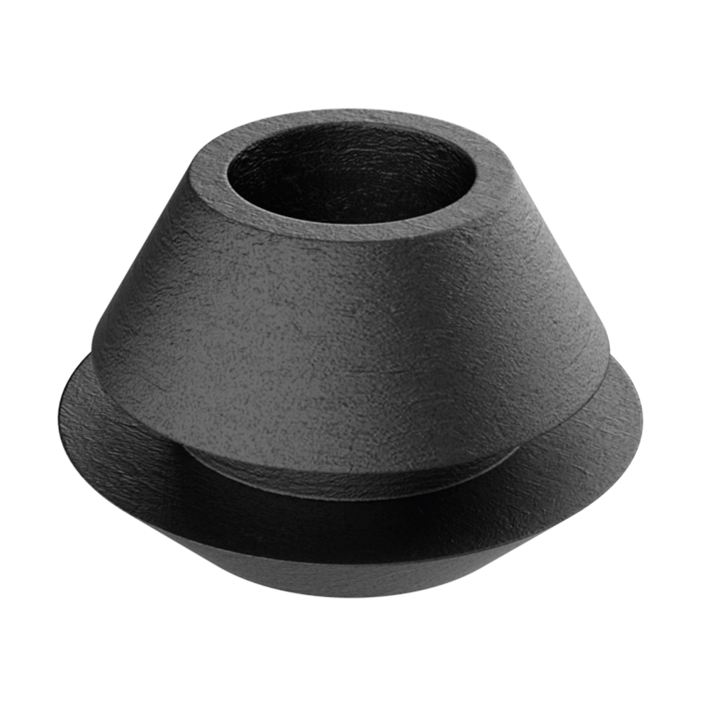Our open and conical HYPAG grommets are designed to effectively protect cables as they pass through metal panels, preventing wear due to friction. Their <b>installation is quick and easy</b>, with no need for special tools, making them a practical solution for a wide range of industrial and electronic applications.<br>
Depending on the reference, they are manufactured in different materials:<br><br>
<b>Neoprene</b>: Known for its good thermal resistance and ability to remain flexible at low temperatures. It also offers excellent resistance to aging, ozone, grease, gasoline, and organic solvents, as well as moderate resistance to oils. Its superior flexibility and good electrical properties make it ideal for demanding environments. Operating temperature range: <b>-30 °C to +90 °C</b>. <br><br>
<b>PVC</b>: Known for its resistance to acids and mineral oils. Suitable for standard industrial environments. Depending on the reference, it is flame-retardant and self-extinguishing, providing greater safety in thermal risk scenarios. Operating temperature range: <b>–25 °C to +60 °C</b>.<br><br>
<b>TPE</b>: Ideal for high thermal demand applications (range: <b>-50 °C to +125 °C</b>). Only reference 01012000224 is made from this material.<br><br>
<i>The geometry of each reference may vary slightly. For more information, consult our generic drawing or request the specific drawing for the desired reference.</i>