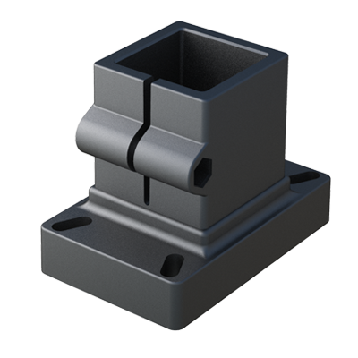 Connector suitable for attaching square profiles quickly and conveniently, eliminating the costs of welding. Connectors set has screws and plugs included, which allows to cover the screw heads. Thanks to it the surface is smooth, which allows to avoid the accumulation of dirt and humidity providing better aesthetics. At request, possibility to manufacture custom connectors and cover them with slogan, logo, colors of your company or other drawings (Minimum quantity 250 Units).