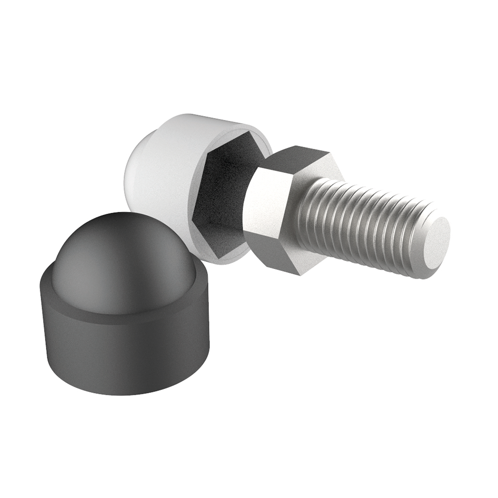 Our protection cap is suitable for DIN, ISO and ANSI screws and hex nuts. It serves as protection against impact and dirt and at the same time as an embellisher for DIN / ISO screws from M4 to M48 (suitable for DIN screws 933, 931, 961 and 960 and ISO 4017 and 4014). <br>The complete LBK range is offered with the possibility of submitting the pieces to a plastic metallization process that gives them a <b>shiny metallic finish</b>. In the same way, the manufacture in RAL colors can also be requested on demand and minimum order. Consult the conditions to our commercial department.