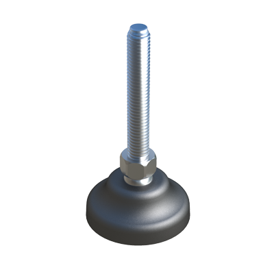 Our heavy duty adjustable foot has a reinforced tilting base of 15º  that resists a weight up to 2,700 Kg. It has been designed for applications that require both good surface finish and very good mechanical properties. The part is manufactured with a non-slipping base.
<br>
The standard product is made in stainless steel type 304 and it can also be made in type 316 on request.
