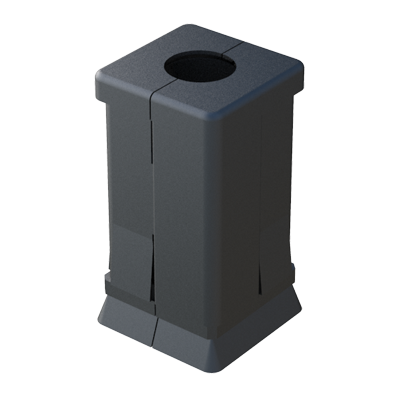 Our connector for square tubes has been designed with 2 cavities for hexagonal nuts. We can supply the part without nuts, or with a nut up, or one nut down, or with the 2 nuts. Please consult us.