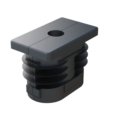 Our ribbed insert for rectangular tubes has been designed in 2 parts with an hexagon nut included in the set. It is also available for square tubes: LJV. It is suitable for our adjustable feet.