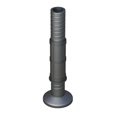 Our adjustable foot has been designed to be at the same time a tube insert as well as an adjustable height.