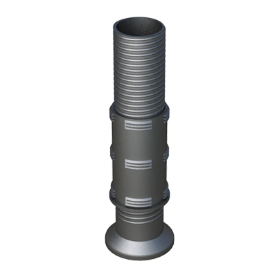 Our adjustable foot has been designed to be at the same time a tube insert as well as an adjustable height.