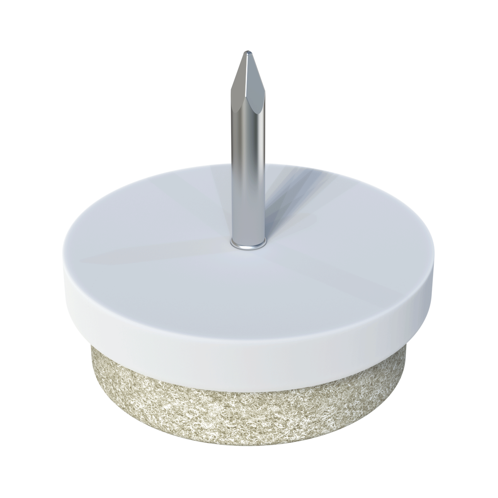 Our LQSB round nail and felt glide is ideal to be used on chairs and <b>protect the most delicate surfaces</b>. The felt is made of <i>top quality wool</i>, which significantly reduces the noise caused by the movement of the chair. The plastic body is made of polystyrene (PS). <br>
<br>
The hardness of the felt assures its <i>quality and sound-reducing effect</i> although we always recommend carrying out preliminary tests, for which you can ask for free samples.<br>