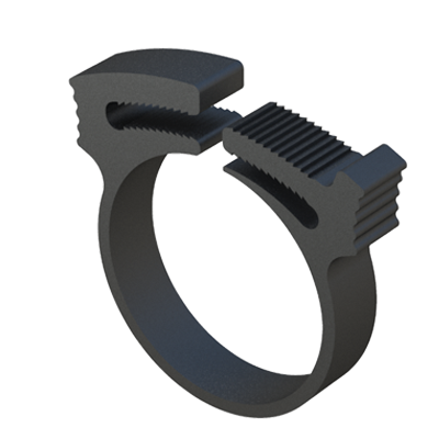Our double grip hose clamp features a double tooth interlocking jaw for exceptional strength. The hose clamps are easy and quick to install. An overlapping tapered ring is fastened around the hose or tubing and secured to the required tightness by compressing the double griping interacting grooves in a ratcheting fashion, creating a tight sealing application. Clamps have good chemical resistance and are tough, corrosion resistant and resilient. Clamps can be removed by separating the clamping halves in perpendicular direction at the seal. Clamps can be used in the following fields of application: electrical, electronic, R.V., boating and automotive.