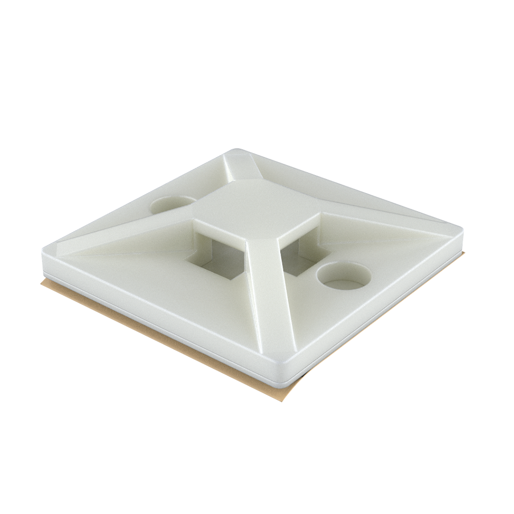 Our craddle mounts are used in applications where a low profile is necessary. Each mount offers a four way entry and is secured either with 2 screws or with an adhesive backing. Choose the suitable cable tie from our group MB.