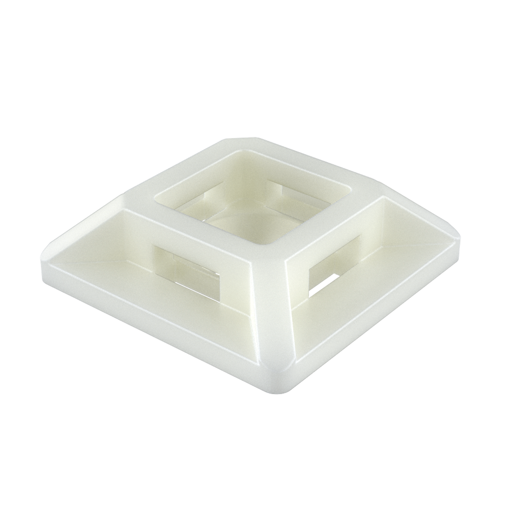 Our craddle mounts are used in applications where a low profile is necessary. Each mount offers a four way entry and is secured either a screw or adhesive backing. Choose the suitable cable tie from our group MB.