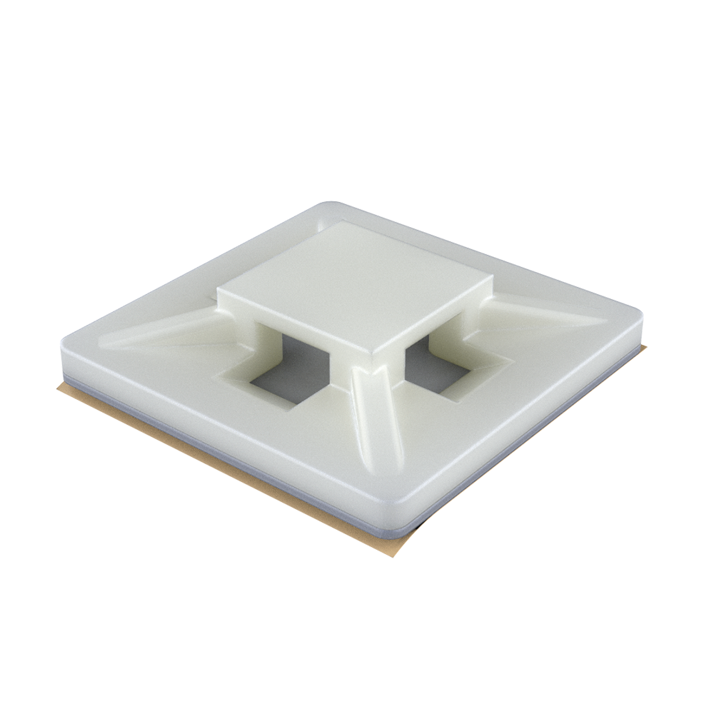 Our craddle mounts are used in applications where a low profile is necessary. Each mount offers a four way entry and is secured either with 2 screws or with an adhesive backing. Choose the suitable cable tie from our group MB.
