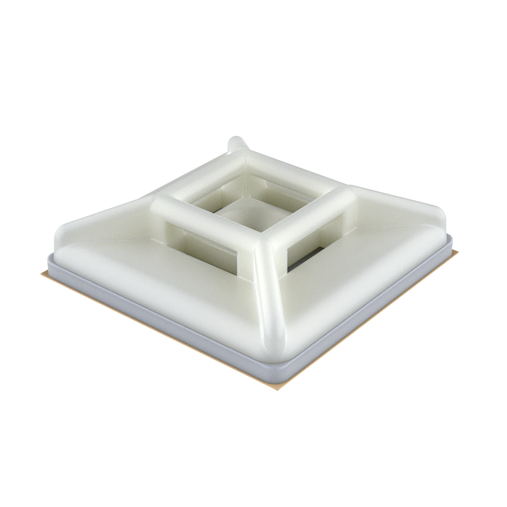 Our craddle mounts are used in applications where a low profile is necessary. Each mount offers a four way entry and is secured either with 1 screw or with an adhesive backing. Choose the suitable cable tie from our group MB.