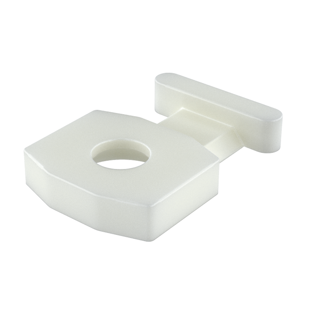 Our screw tabs are designed for use where space is limited. Tabs are fastened with a screw to provide a low profile assembly. The part has a special base to allocate a flat screw.