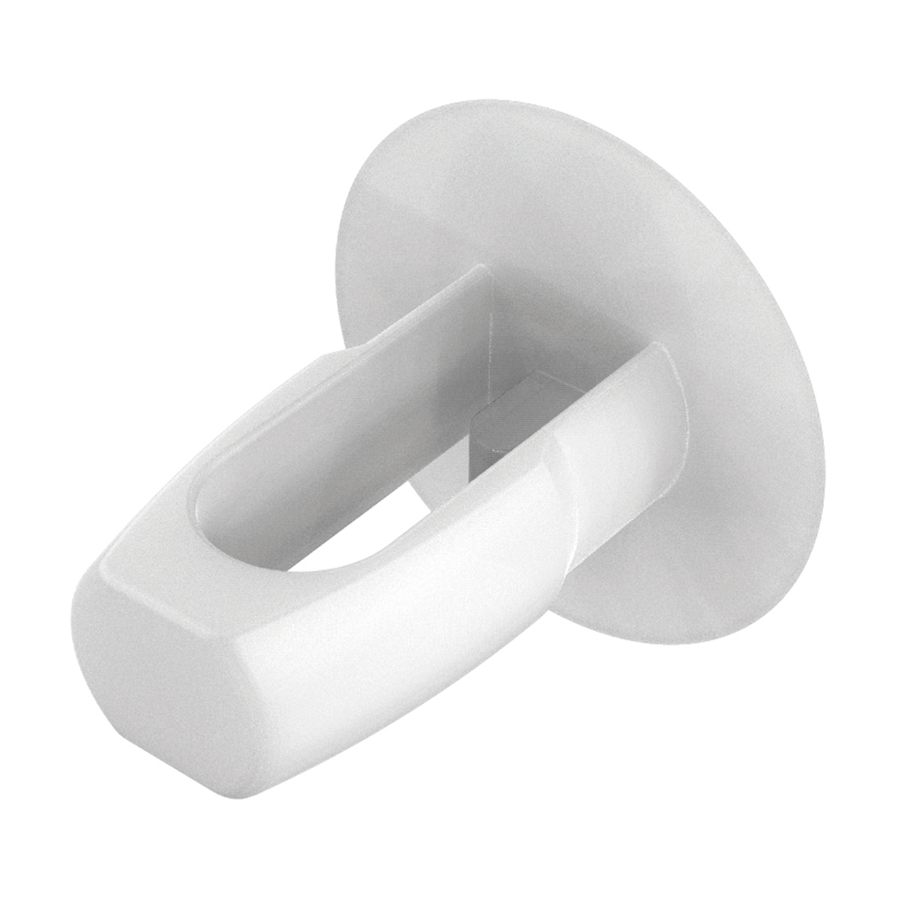 The combination of its resilient and flexible body design, and its acetal (POM) material, give this snap clip a positive snap and more definate grip when assembled into place. This snap clip is designed for holes from 3,18 to 6,35mm and for panel thicknesses from 0,81 to 4,75mm.