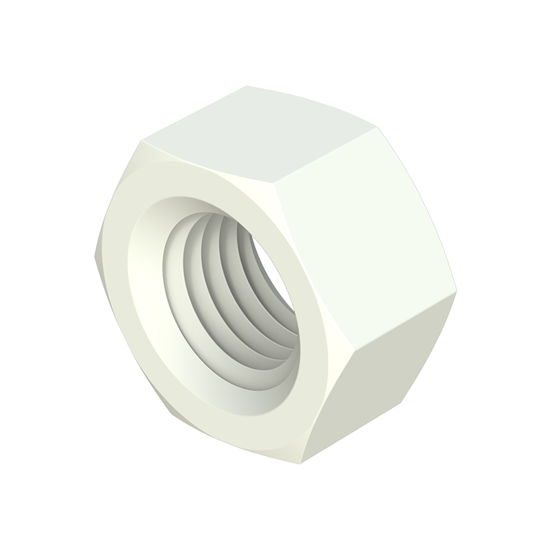 The MDIN hexagonal nuts (conformable with DIN 34814 - former DIN 934/555) are manufactured in different <b>engineered materials</b> that favor properties such as <i>chemical, mechanical, oxidation resistance, etc.</i> They are available in <b>PP</b> -Polypropylene-, <b>POM</b> -Acetal Resin-, <b>PVDF</b> -Polyvinylidene Fluoride-, <b>PEEK</b> -Polietereterketone- and <b>PAGF</b> -<i>Nylon with the possibility of up to 50% fiberglass-</i>.
<br>
Contact us for further information and to check the availability of the references of your interest in the indicated materials.
