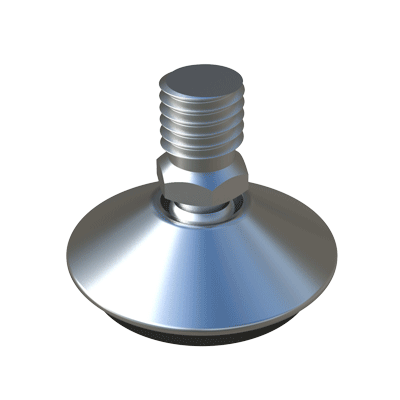 Our round adjustable foot has a steel cover. If you want the part without movement or tilting, please visit our family MNI.