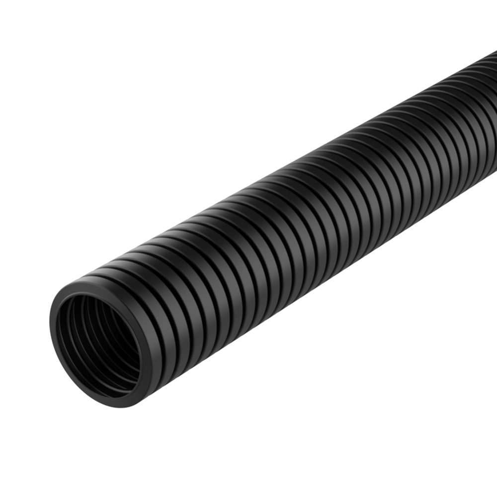 <p>Our <b>corrugated polypropylene tube MPP</b> is a flexible flame-resistant component designed for technical applications in industrial and outdoor environments. It offers excellent UV resistance and a service life of at least 20 years.</p>

<p><b>Material:</b> Thermally stabilized polypropylene.<br>
<b>Operating temperature:</b> -40 °C / +130 °C (peaks up to +150 °C).<br>
<b>Flammability:</b> Flame-retardant and self-extinguishing UL94-V2, FMVSS 302, DIN 75200.<br>
<b>Features:</b> High flexibility, resistance to alcohols, grease, mineral oils and fuels. Suitable for photovoltaic systems, mechanical and automotive industries. Tensile strength 26 MPa, elastic modulus 1300 MPa, elongation at break >250%.<br>
<b>Supply & packaging:</b> Unit of measure 1 meter, bulk supply without cuts, coils of 10, 25, 50 or 100 meters depending on reference, special lengths on request.</p>

<p><i>Each reference is available in standard version or with longitudinal opening along the tube.</i></p>