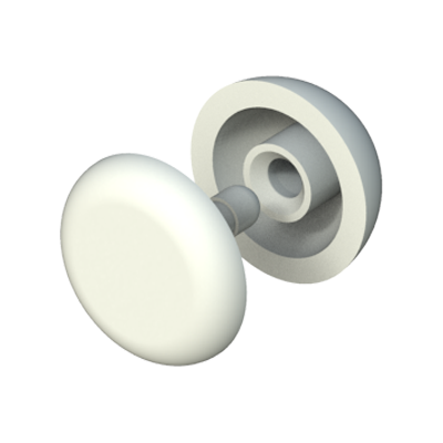 The two-piece dome and tack rivet-fastener has the locking mechanism totally enclosed to prevent tampering. No exterior sharp edges will appear after the part is assembled. This dome and tack rivet is designed not to be desassemble easily, so it is not reusable.