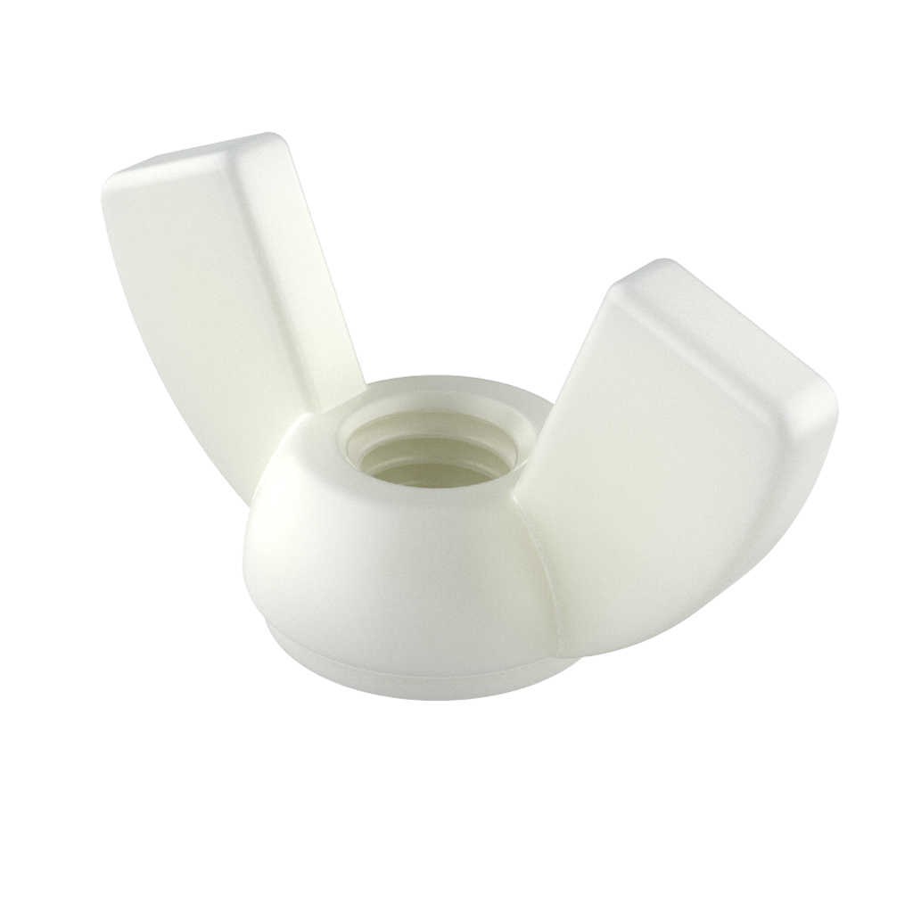 <p>Our <strong>MTM</strong> wing nuts, similar to <b>DIN 315</b>, are available in <strong>PA66</strong> and <strong>PA6GF30</strong>, offering lightweight, insulating, and durable solutions for various industrial sectors.</p>

<h4>Materials and Properties</h4>
<ul style='margin-left:20px'>
  <li><strong>PA66:</strong> engineering thermoplastic with high rigidity, good toughness, and excellent dimensional stability. Offers good resistance to wear, impact, and fatigue. Suitable for continuous use up to 100 °C. Resistant to oils, greases, hydrocarbons, and aliphatic solvents.</li>
  <li><strong>PA6GF30:</strong> PA6 reinforced with 30% glass fiber, significantly increasing rigidity, mechanical and thermal resistance. Suitable for continuous use up to 130 °C. Excellent resistance to impact, thermal aging, and creep under load. Good chemical resistance to oils, greases, fuels, and many organic solvents.</li>
</ul>
<p>
  Both materials provide electrical insulation and are ideal for technical applications requiring mechanical, thermal, and chemical resistance. Perfect for electrical and mechanical components, plastic fasteners, and installations in demanding industrial environments.
</p>