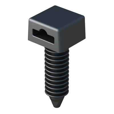 Our fin clip push mounts have a special head configuration that allows its use with beaded ties, as well as with conventional cable ties in order to fasten cables, tubes, etc.... The push mounts are suitable for use in pre-drilled holes in wood, masonry, and a variety of other materials. Choose the most convenient cable tie in our group MB. This part is available in PA66 UL94V2, and in various materials, please consult us.
<br>
The HDPE (high density polyethylene) material incorporates an additive that protects from U.V.