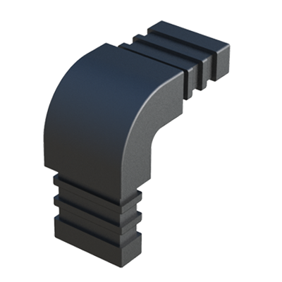 Our elbow connector has been designed in order to connect 2 rectangular tubes. This connector has a small rounded external part which gives a good finish.