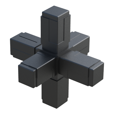 Our 6-way connector has been designed for square tubes. It is supplied without internal core.