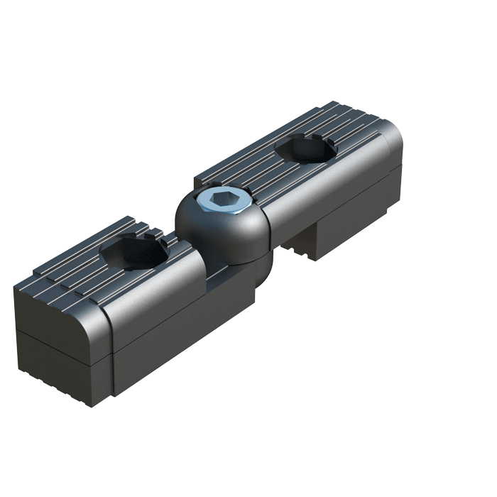Our hinge 2-way connector has been designed for square tubes. It has an angle which goes from 60º to 300º.